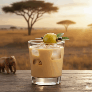 Glass of Marula Cream Liqueur over ice, highlighting the exotic African flavor made with Still Spirits essence.
